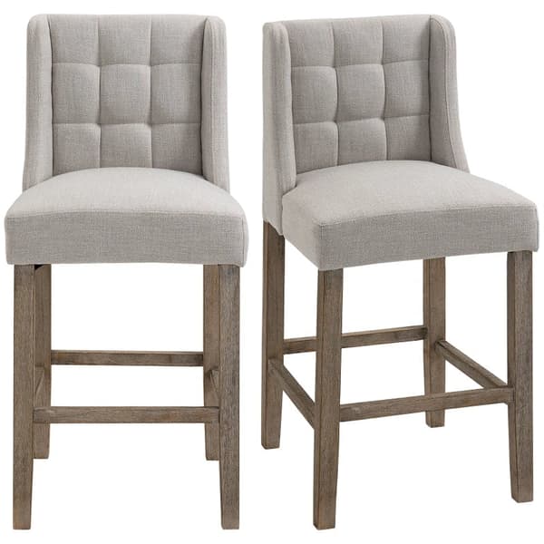 Rootz Barpall - Set med 2 barstolar - Barstolar - Elegant barstol - Högkvalitativ barstol - Pallar med fotstöd - Inklusive fotstöd - Grå + Natur - 47