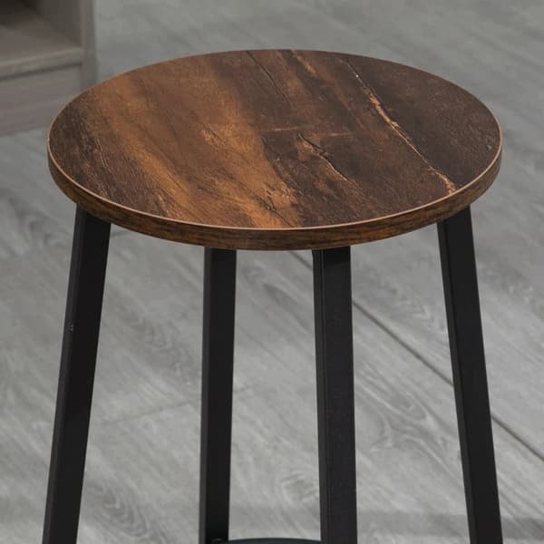 Rootz Barstolar - Set med 2 köksfrukostpallar - Robust stålstomme - Industriella långa barstolar - 65 cm hög sits - Fotstöd - Rustik brun - 42 x 42 x