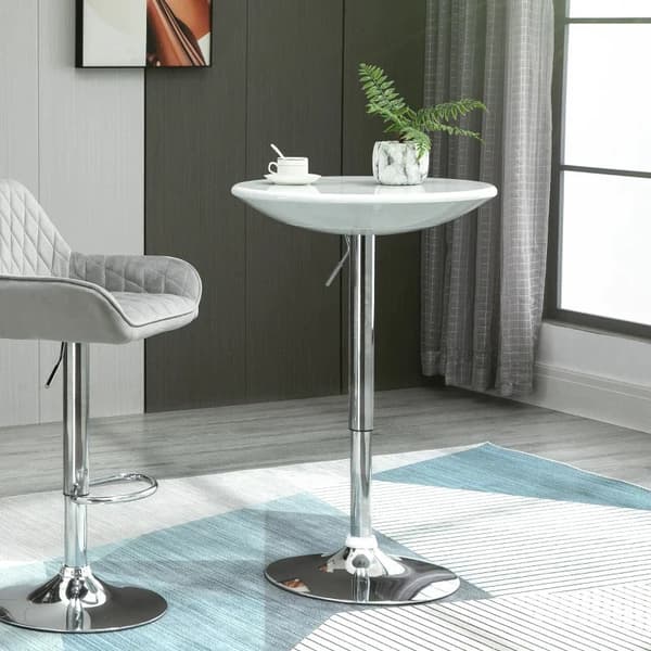 Rootz Barbord - Modernt matbord - Höjdjusterbart Bistrobord - Barbord - Bänkbord - Skrivbord - Rund metall - ABS-färg - Vit - Diameter 61 x 76-97 cm