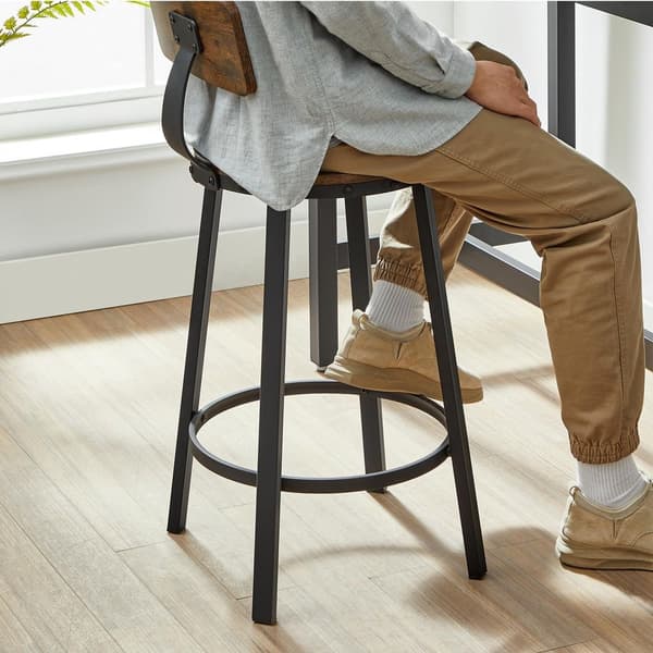 Rootz 2 baarituolia - Baarituoli - Teollinen muotoilu - Vakaa - Mukava istua - Maalaismainen tyyli - Lastulevy - Teräs - Vintage Ruskea-musta - 0,6 x