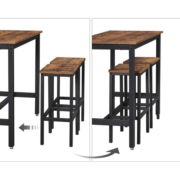 Rootz-baaripöytä - Industrial Look - 2 baarituolia - Pubipöytä - Korkea baaripöytä - Neliönmuotoinen pubipöytä - Säädettävä baaripöytä - Bistropöytä -