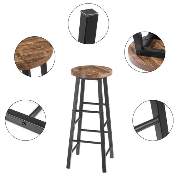 Rootz Industriel Barstol - Bordskammel - Metal- og træskammel - Robust, Alsidig, Komfortabel - 71 cm Sædehøjde x 30 cm Sædediameter