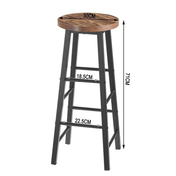 Rootz Industriel Barstol - Bordskammel - Metal- og træskammel - Robust, Alsidig, Komfortabel - 71 cm Sædehøjde x 30 cm Sædediameter