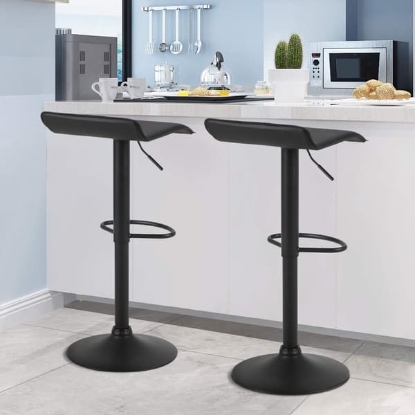 Rootz Barstol - Bordstol - Bistrostol - Krostol - Justerbart sæde - Køkkenstol - Spisestol - Sort - 17,3 x 16,9 x 11,8 tommer