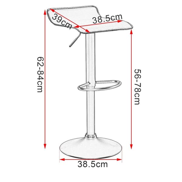 Rootz Barstol - Bordstol - Bistrostol - Krostol - Justerbart sæde - Køkkenstol - Spisestol - Sort - 17,3 x 16,9 x 11,8 tommer