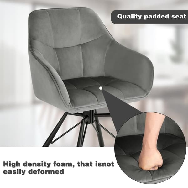 Rootz drejelig spisestuestol - Roterende stol - Fløjlskontorstol - Ergonomisk design - Komfortable siddepladser - Holdbart stel - 58,5 cm x 82,5 cm x