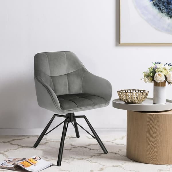 Rootz drejelig spisestuestol - Roterende stol - Fløjlskontorstol - Ergonomisk design - Komfortable siddepladser - Holdbart stel - 58,5 cm x 82,5 cm x