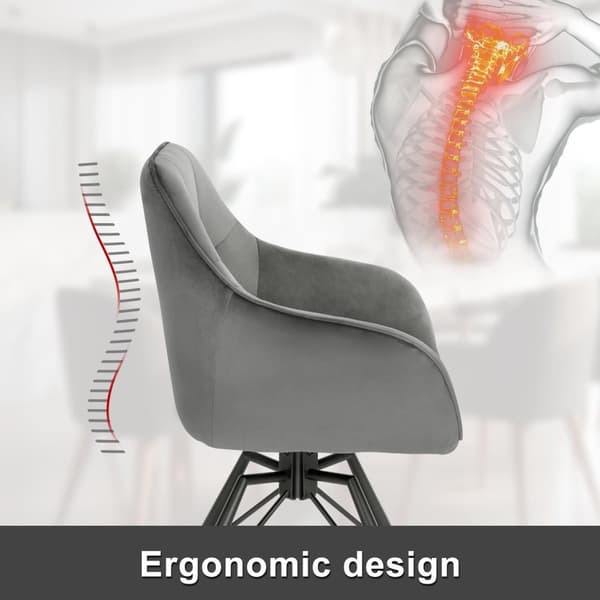 Rootz drejelig spisestuestol - Roterende stol - Fløjlskontorstol - Ergonomisk design - Komfortable siddepladser - Holdbart stel - 58,5 cm x 82,5 cm x