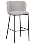 Miniatyrbilde 5 av 10: Sett med 2 spisestoler Grå Polyester Svarte metallben Uten armlener Buet form Moderne design Kjøkken Spisestue