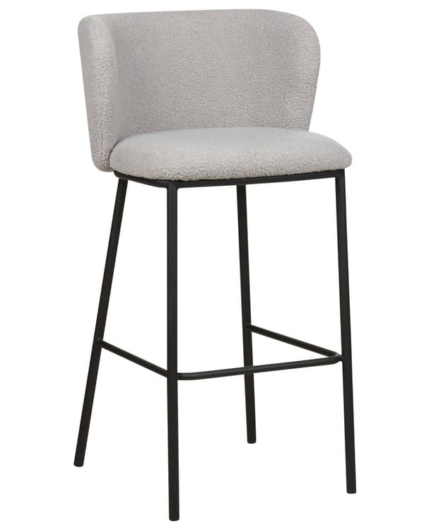 Sett med 2 spisestoler Grå Polyester Svarte metallben Uten armlener Buet form Moderne design Kjøkken Spisestue