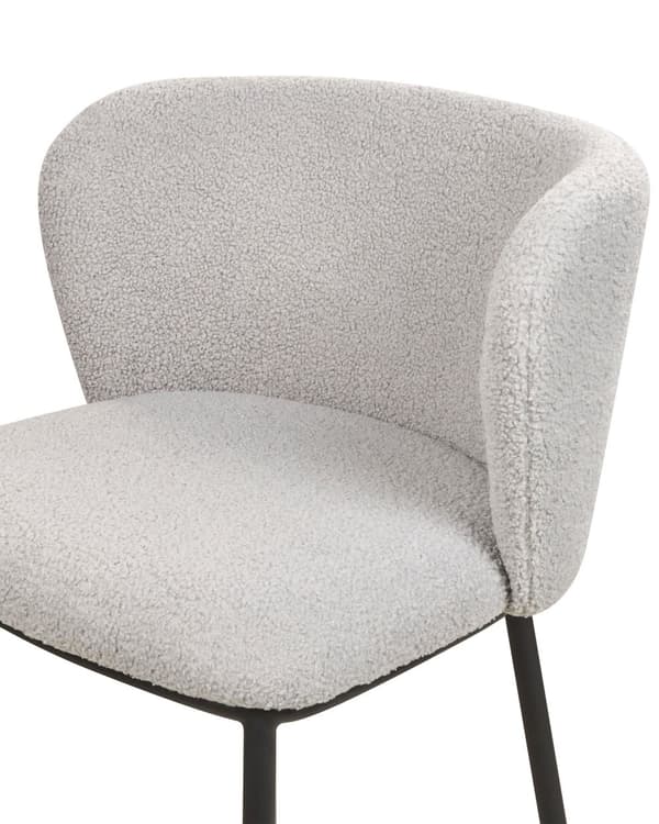 Sett med 2 spisestoler Grå Polyester Svarte metallben Uten armlener Buet form Moderne design Kjøkken Spisestue