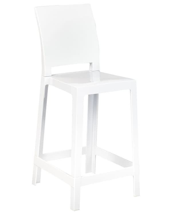 Sett med 2 barkrakker i hvit plast med 99 cm sete Benkestol