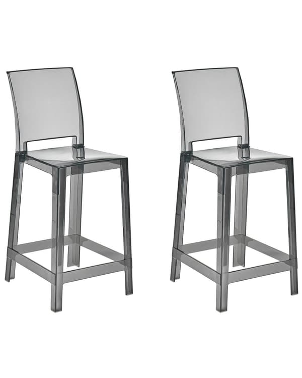 Sett med 2 stk. barkrakker i transparent plast 99 cm Bordkrakk