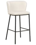 Miniatyrbillede 5 af 10: Barstole Hvid Boucle Sæt af 2 Høj Køkkenstole Retro Rund Ryglæn Fodstøtte Design Counterstol til Barbord Stole til Køkkenø