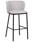 Miniatyrbilde 4 av 9: Sett med 2 spisestoler Grå Polyester Svarte metallben Uten armlener Buet form Moderne design Kjøkken Spisestue