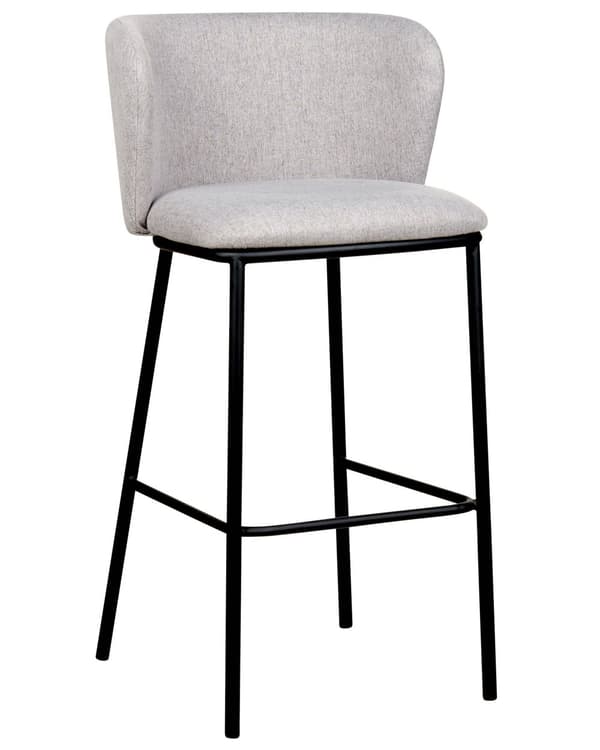 Sett med 2 spisestoler Grå Polyester Svarte metallben Uten armlener Buet form Moderne design Kjøkken Spisestue