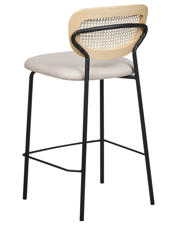 Sett med 2 spisestoler Lysbeige Polyester Svarte metallben Uten armlener Buet form Moderne design Kjøkken Spisestue