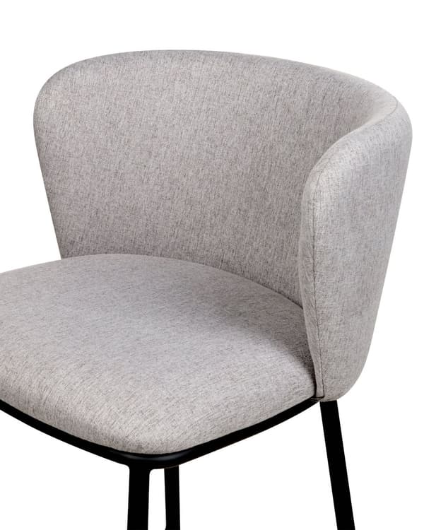Uppsättning med 2 matstolar Grå polyesterklädsel Svarta metallben Armlöst böjt ryggstöd Modern modern design