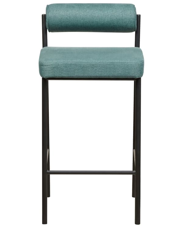 Uppsättning med 2 matstolar Blågrön polyesterklädsel Svarta metallben Armlöst böjt ryggstöd Modern modern design