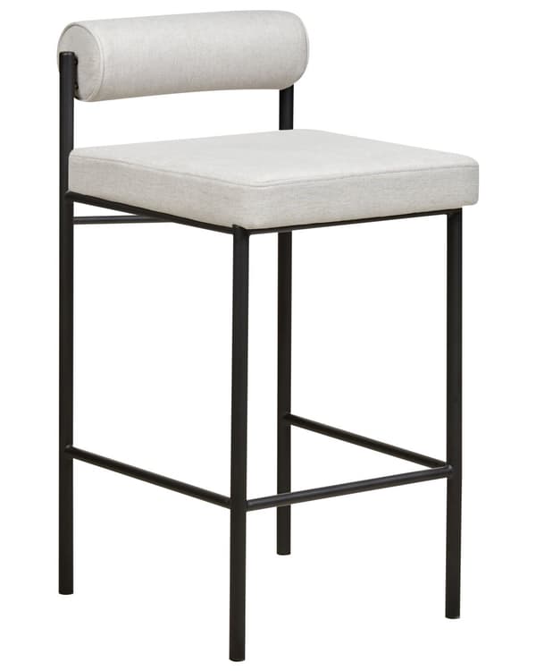 Uppsättning med 2 matstolar Grå polyesterklädsel Svarta metallben Armlöst böjt ryggstöd Modern modern design