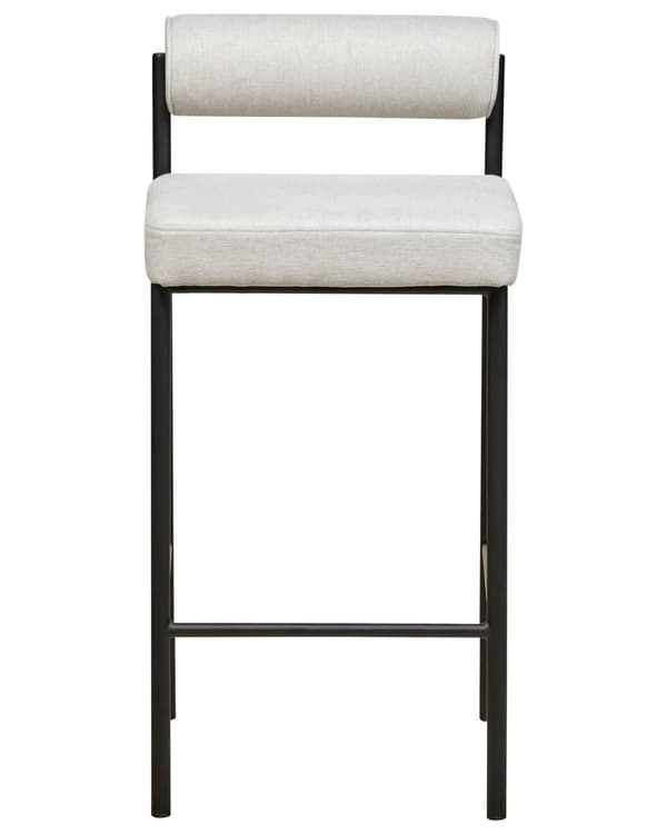 Uppsättning med 2 matstolar Grå polyesterklädsel Svarta metallben Armlöst böjt ryggstöd Modern modern design