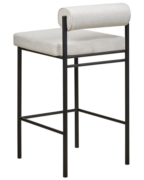 Uppsättning med 2 matstolar Grå polyesterklädsel Svarta metallben Armlöst böjt ryggstöd Modern modern design