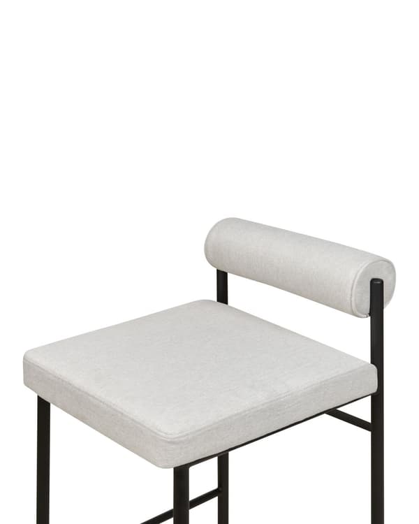 Uppsättning med 2 matstolar Grå polyesterklädsel Svarta metallben Armlöst böjt ryggstöd Modern modern design