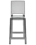 Miniatyrbillede 5 af 9: Barstole Sort Plastik Sæt af 2 Høj Køkkenstole Tonet Retro Ryglæn Fodstøtte Design Counterstol til Barbord