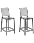 Miniatyrbillede 1 af 9: Barstole Sort Plastik Sæt af 2 Høj Køkkenstole Tonet Retro Ryglæn Fodstøtte Design Counterstol til Barbord