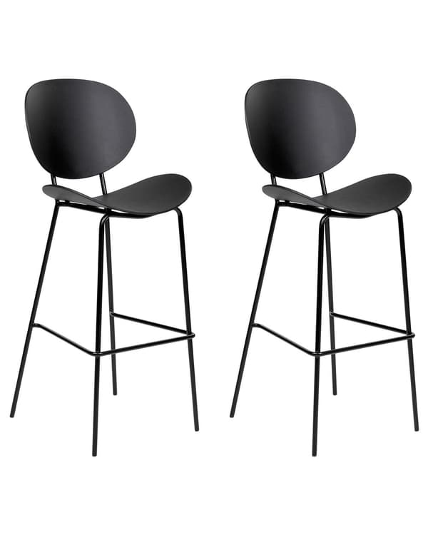 Baarituoli musta 52 x 111 x 48 cm polypropeeni rauta 2 kpl baarijakkara moderni skandinaavinen