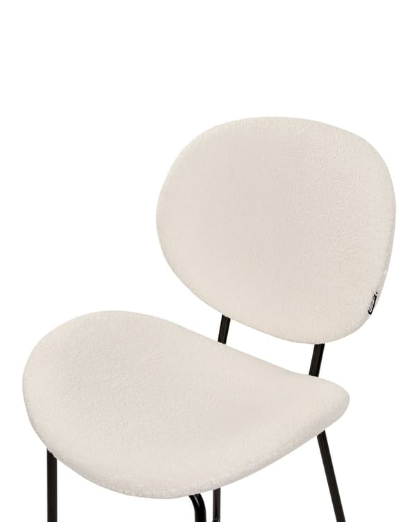 Sett med 2 barstoler Hvit Bouclé PU Jernben Uten armlener Retro design Barkrakker Stoler