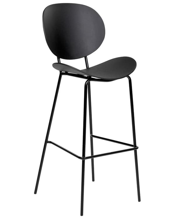 Sett med 2 barstoler Svart Sete i syntetisk materiale Metallben Ryggstøtte Minimalistisk design Skandinavisk stil Moderne Stoler Barkrakker