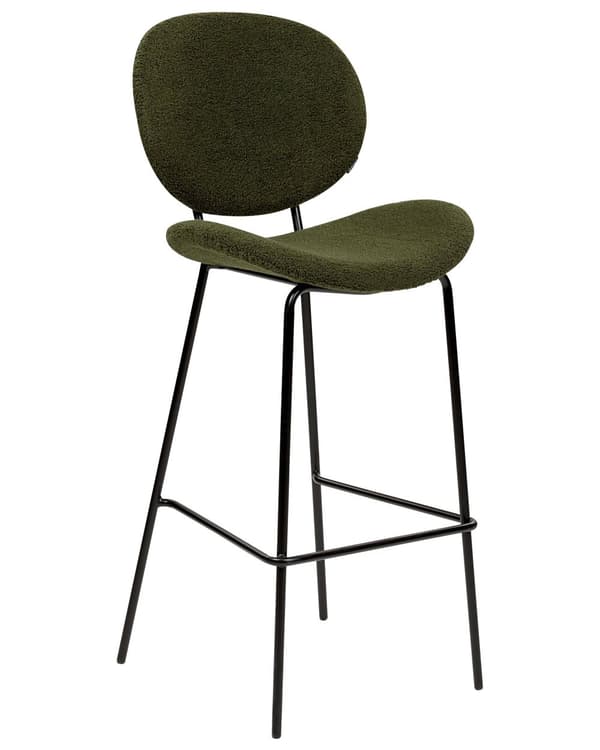 Sett med 2 barstoler Mørkegrønn Bouclé PU Jernben Uten armlener Retro design Barkrakker Stoler