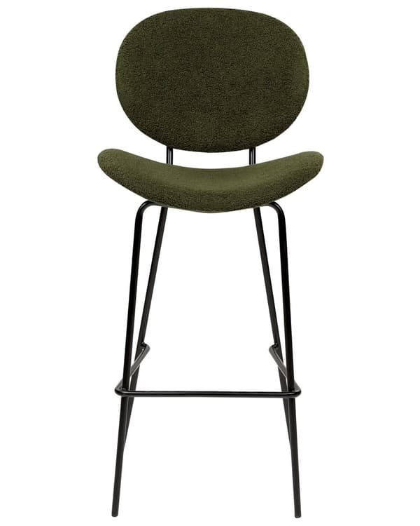 Sett med 2 barstoler Mørkegrønn Bouclé PU Jernben Uten armlener Retro design Barkrakker Stoler