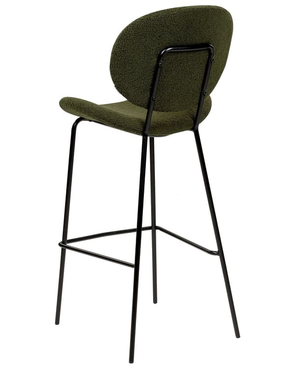 Sett med 2 barstoler Mørkegrønn Bouclé PU Jernben Uten armlener Retro design Barkrakker Stoler