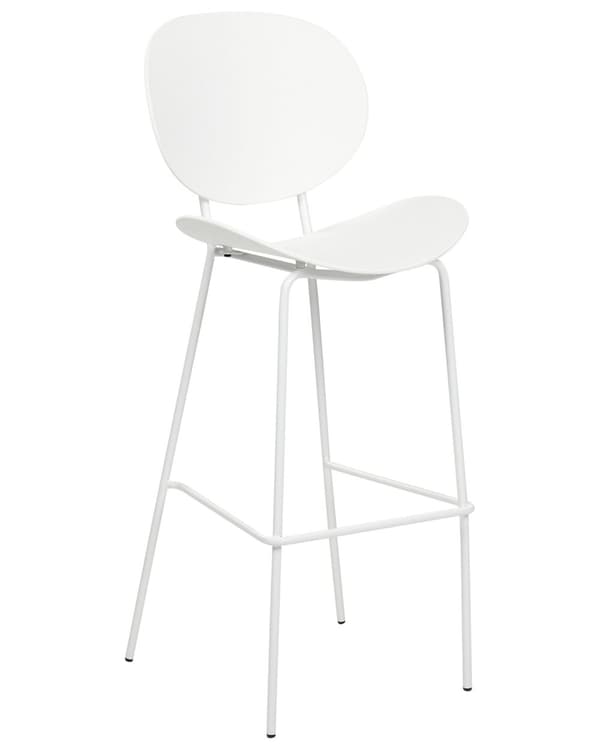 Sett med 2 barstoler Hvit Sete i syntetisk materiale Metallben Ryggstøtte Minimalistisk design Skandinavisk stil Moderne Stoler Barkrakker