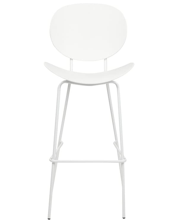 Sett med 2 barstoler Hvit Sete i syntetisk materiale Metallben Ryggstøtte Minimalistisk design Skandinavisk stil Moderne Stoler Barkrakker
