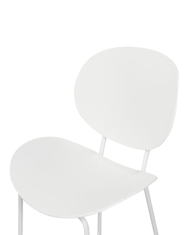 Sett med 2 barstoler Hvit Sete i syntetisk materiale Metallben Ryggstøtte Minimalistisk design Skandinavisk stil Moderne Stoler Barkrakker