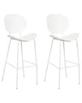 Miniatyrbilde 1 av 9: Sett med 2 barstoler Hvit Sete i syntetisk materiale Metallben Ryggstøtte Minimalistisk design Skandinavisk stil Moderne Stoler Barkrakker