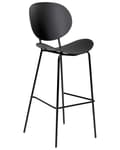 Miniatyrbild 4 av 9: Set om 2 barstolar Svart syntetisk sits Metallben Minimalistisk design Matsal Barstolar Ryggstöd Modern Skandinavisk