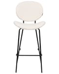 Miniatyrbild 6 av 10: Set med 2 matstolar Vit Armlösa benkåpor Konstläder PU Svarta järnben Modern Retro Design Matrum Sittplatser