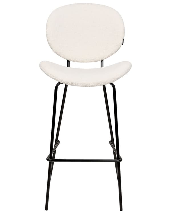 Set med 2 matstolar Vit Armlösa benkåpor Konstläder PU Svarta järnben Modern Retro Design Matrum Sittplatser