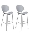 Miniatyrbild 1 av 9: Set om 2 barstolar Grå syntetisk sits Metallben Minimalistisk design Matsal Barstolar Ryggstöd Modern Skandinavisk