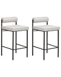 Miniatyrbillede 1 af 9: Barstole Lysegrå Sæt af 2 Høj Køkkenstole Retro Rund Ryglæn Fodstøtte Design Counterstol til Barbord Stole til Køkkenø
