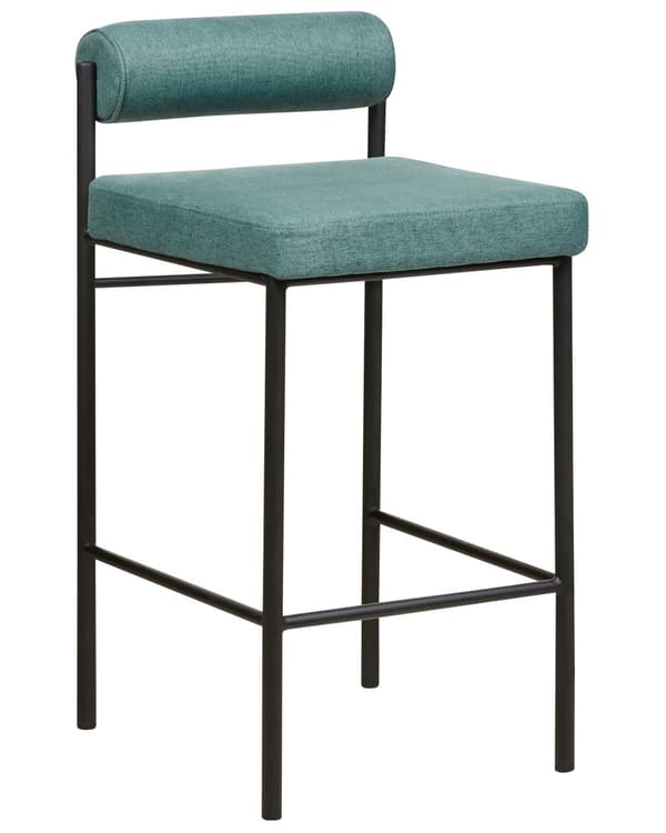 Barstole Blågrøn Sæt af 2 Høj Køkkenstole Retro Rund Ryglæn Fodstøtte Design Counterstol til Barbord Stole til Køkkenø