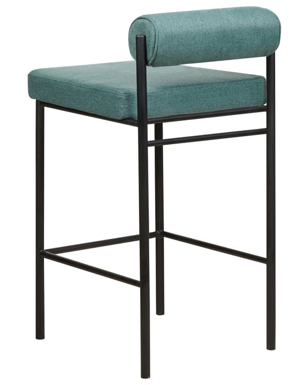 Barstole Blågrøn Sæt af 2 Høj Køkkenstole Retro Rund Ryglæn Fodstøtte Design Counterstol til Barbord Stole til Køkkenø
