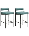 Miniatyrbillede 1 af 9: Barstole Blågrøn Sæt af 2 Høj Køkkenstole Retro Rund Ryglæn Fodstøtte Design Counterstol til Barbord Stole til Køkkenø