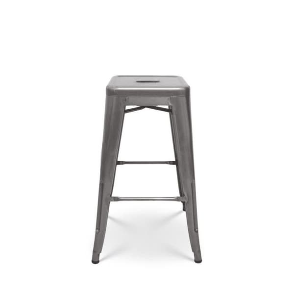 Set om 4 barstolar i råmetall med galvaniserad yta i industriell stil - Höjd 76 cm