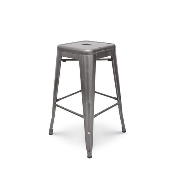 Set om 4 barstolar i råmetall med galvaniserad yta i industriell stil - Höjd 76 cm