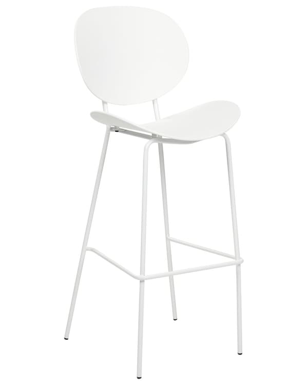 Sæt med 2 barstole hvid plast metalben moderne stil skandinavisk stil til spisestuen